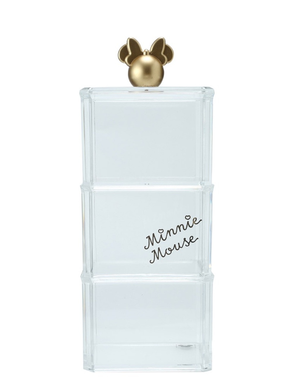 Disney‎ Minnie Mouse Clear Stackable Jewelry Organizer with Gold Bow Knob